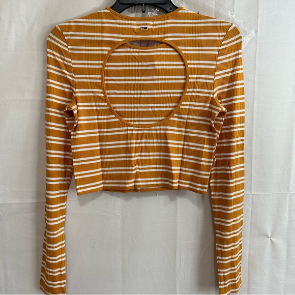 TOMMY JEANS WOMEN'S BACK-CUTOUT STRIPED RIBBED TOP IN YELLOW XS - Picture 5 of 8